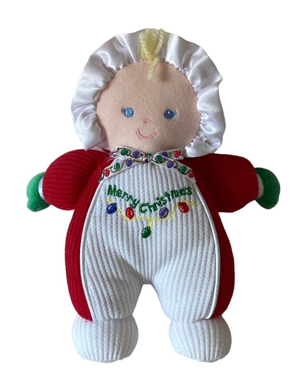 First Merry Christmas Soft Dream Thermal Knit Weave Rattle Plush Doll Lovey